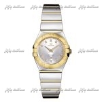 ساعت امگا زنانه دورنگین طلایی سیلور Omega Constellation
