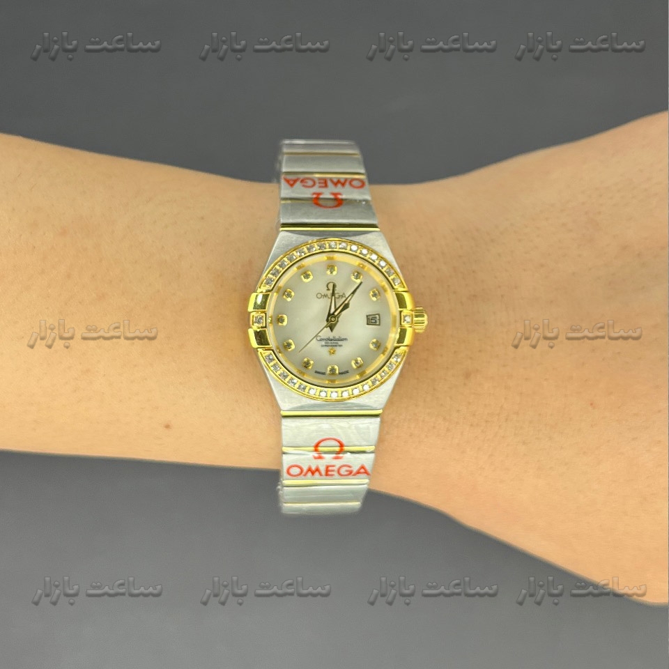 قیمت ساعت امگا زنانه دورنگین طلایی سیلور Omega Constellation