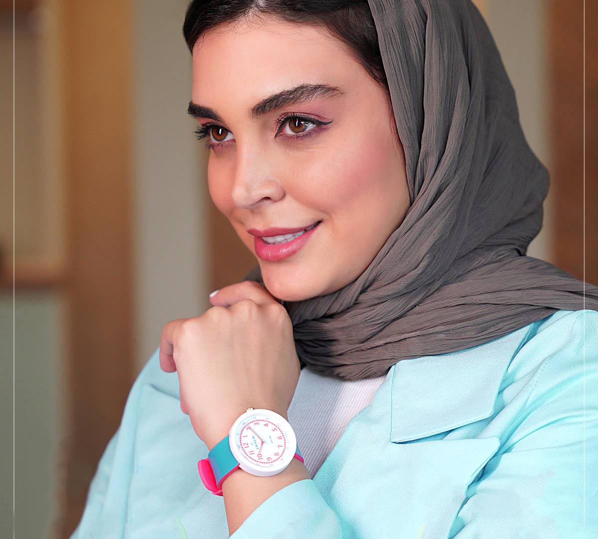 ساعت جاکلین دخترانه آبی صورتی